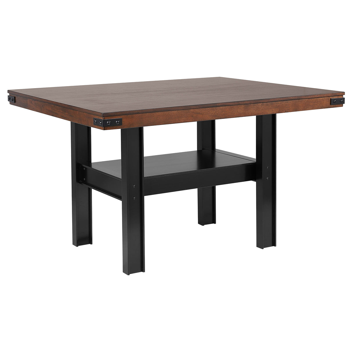 Patterson - Counter Height Dining Table With Mango Oak Finish And Black Base - Rectangular Modern Industrial Table For Kitchen Or Dining Spaces