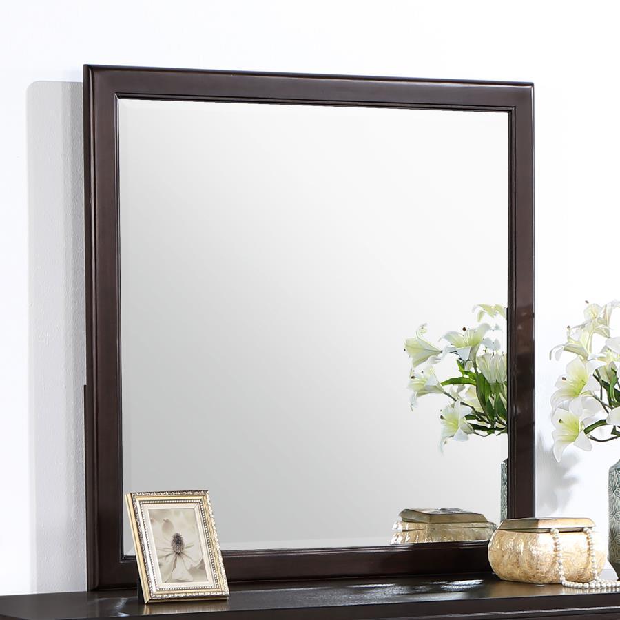 Emberlyn Dresser Mirror in Brown – Modern Bedroom Accent with Sleek Framed Design, Beveled Glass, Reflective Finish for Stylish Vanity and Décor