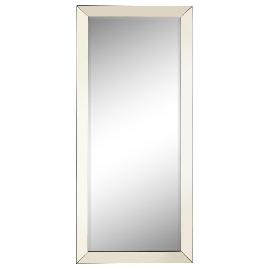 Barnett Full Length Floor and Wall Mirror - Silver Beveled Frame, Modern Vertical or Horizontal Display, Bedroom, Hallway, or Dressing Room Accent