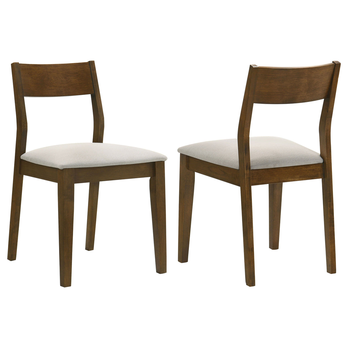 Almonte Dining Chair Set of 2 – Dark Brown Upholstered Seat, Armless Modern Wood Chairs with Open Back, Plush Foam Padding, Durable Asian Hardwood