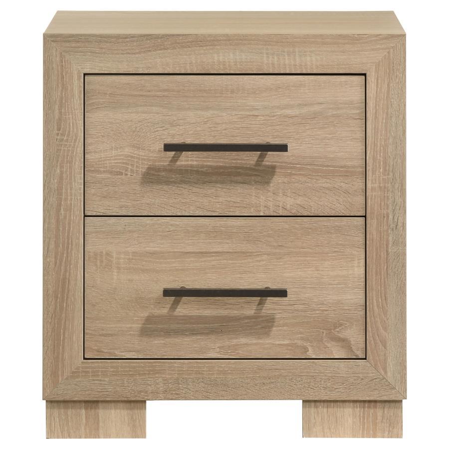 Arielle - 2-Drawer Bedroom Nightstand With Casters - Light Oak