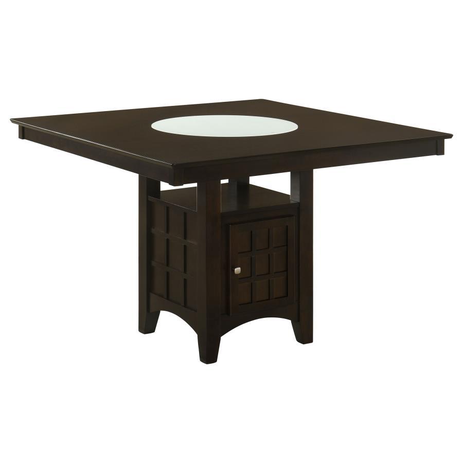 Gabriel Counter Height Dining Table – Square Cappuccino Finish, Built-In Base Storage, Sturdy Wood Construction, Modern Design for Kitchen or Dining Room