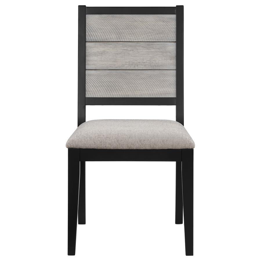 Elodie Wood Dining Side Chairs (Set of 2) - Gray and Black Two-Tone Finish, Cozy Fabric Seat, Durable Plywood Frame, Modern Transitional Style
