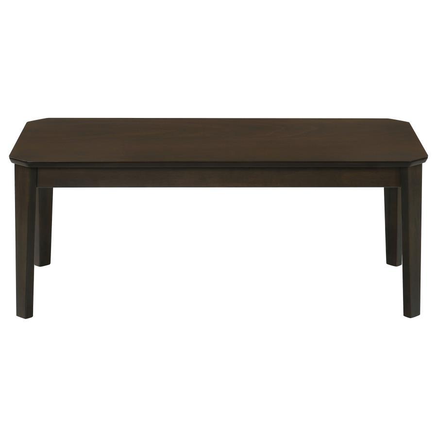 Amaro - 3 Piece Coffee And End Table Set – Dark Brown, Rubberwood Construction with Notched Corners & Tapered Legs for Compact Living Spaces