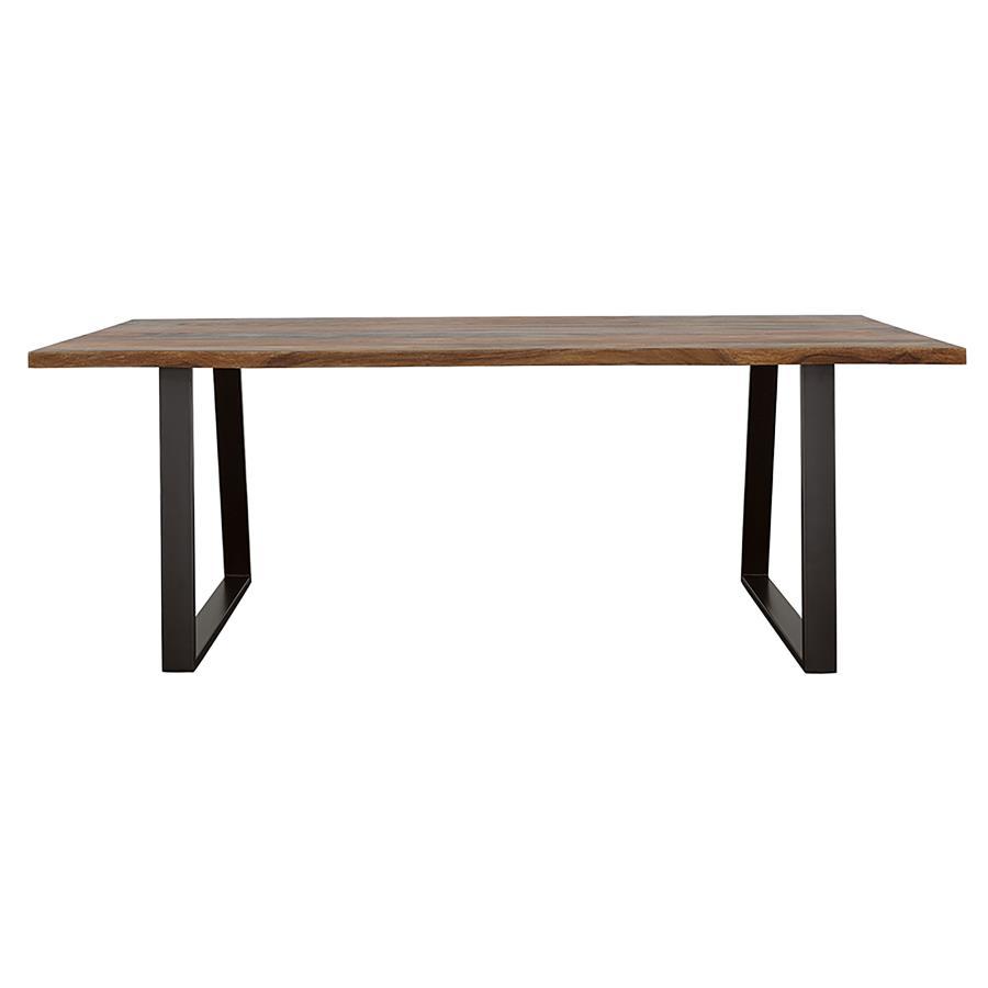 Ditman Live Edge Dining Table – Gray Sheesham Wood, Rectangular Top, Black Metal Base, Open Design, Seats 6, Modern Rustic, Durable Dining Table