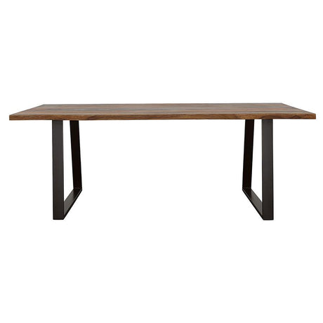 Ditman Live Edge Dining Table – Gray Sheesham Wood, Rectangular Top, Black Metal Base, Open Design, Seats 6, Modern Rustic, Durable Dining Table