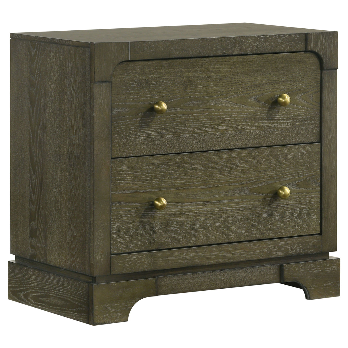 Gran Park 2-Drawer Nightstand Bedside Table – Dark Cocoa Finish with Brass Knobs, Felt-Lined Drawer & Smooth Glide Storage for Bedroom