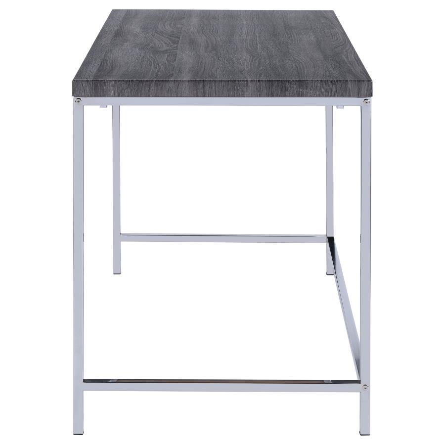 Kravitz 47" 1-Shelf Writing Desk in Weathered Gray with Slim Steel Frame – Modern Compact Home Office or Bedroom Workstation
