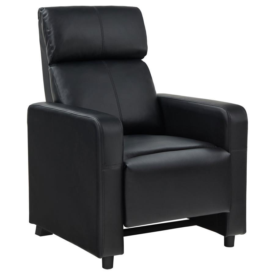 Toohey Upholstered Home Theater Push Back Recliner – Black, Plush Head & Armrests, Stitched Modern Design, Comfortable Living Room Chair