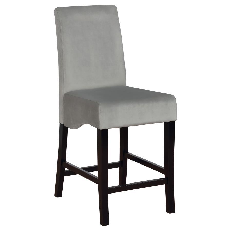 Stanton Upholstered Counter Chairs (Set of 2) - Gray Velvet, Black Rubberwood Frame, Plush Parsons-Style Chairs for Kitchen or Home Bar