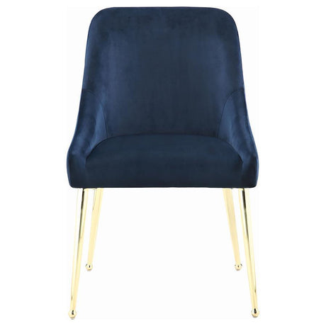 Mayette Upholstered Side Dining Chair Set of 2 – Blue Velvet with Geometric Metal Legs, Italian-Inspired Modern Design, Luxurious Dining Seating