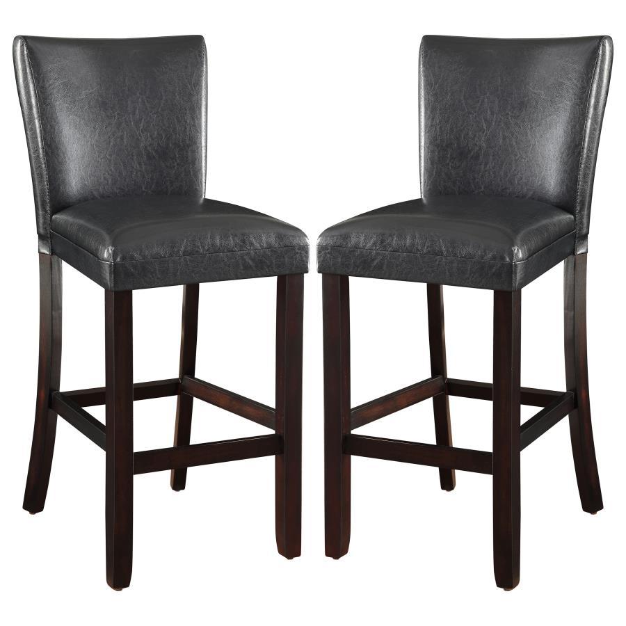 Alberton Set of 2 Leatherette Upholstered Bar Chairs – Black Modern Kitchen Counter Stools with Footrest and Curved Legs for Stylish Comfort3