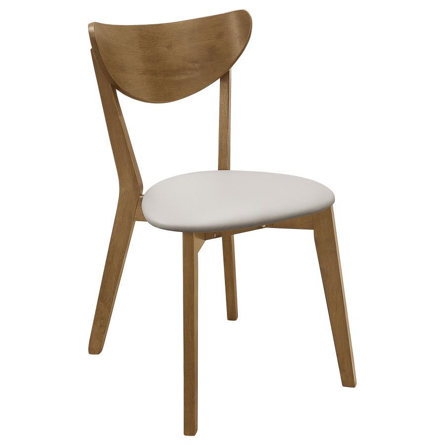 Kersey Curved Wood Dining Side Chair Set of 2 in Chestnut – Retro-Inspired Wooden Chairs with Cushioned Tan Leatherette Seat for Stylish Dining