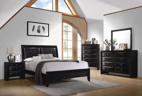 Briana 2-Drawer Nightstand in Black – Contemporary Bedroom Accent with Chambered Drawer Fronts, Brushed Chrome Knobs, Tropical Hardwood & Asian Veneer