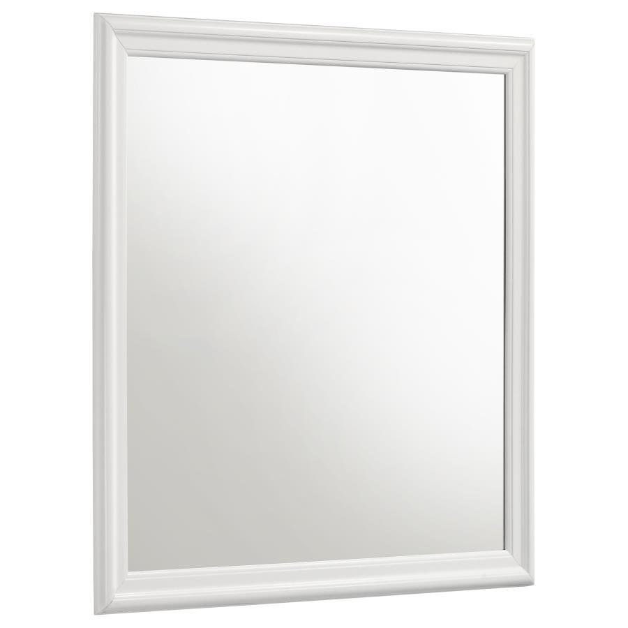 Louis Philippe 38.25" Dresser Mirror in White – Framed Traditional Mirror with Molded Trim, Flat Glass, Elegant Bedroom Accent for Jewelry & Style