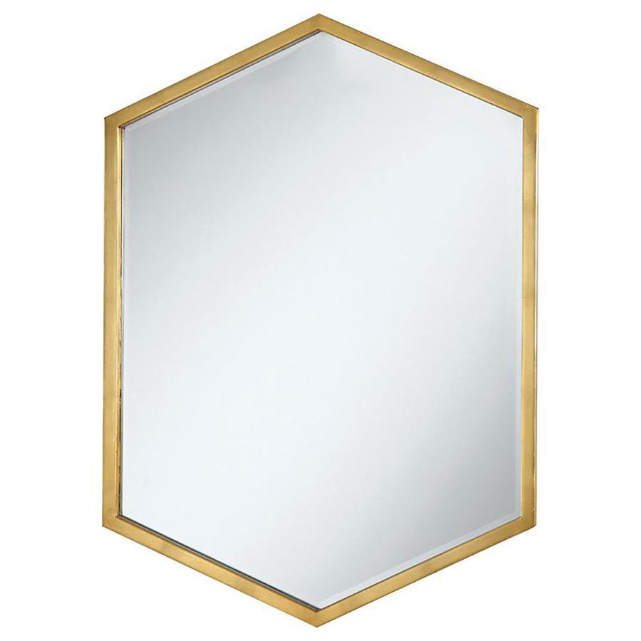 Bledel Hexagonal Wall Mirror – 34" Tall Modern Geometric Accent Mirror with Slim Gold Metal Frame for Entryway, Living Room, or Bedroom