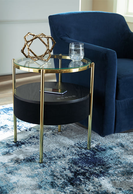 Nedman - Accent Table With Speaker - Black / Gold Finish