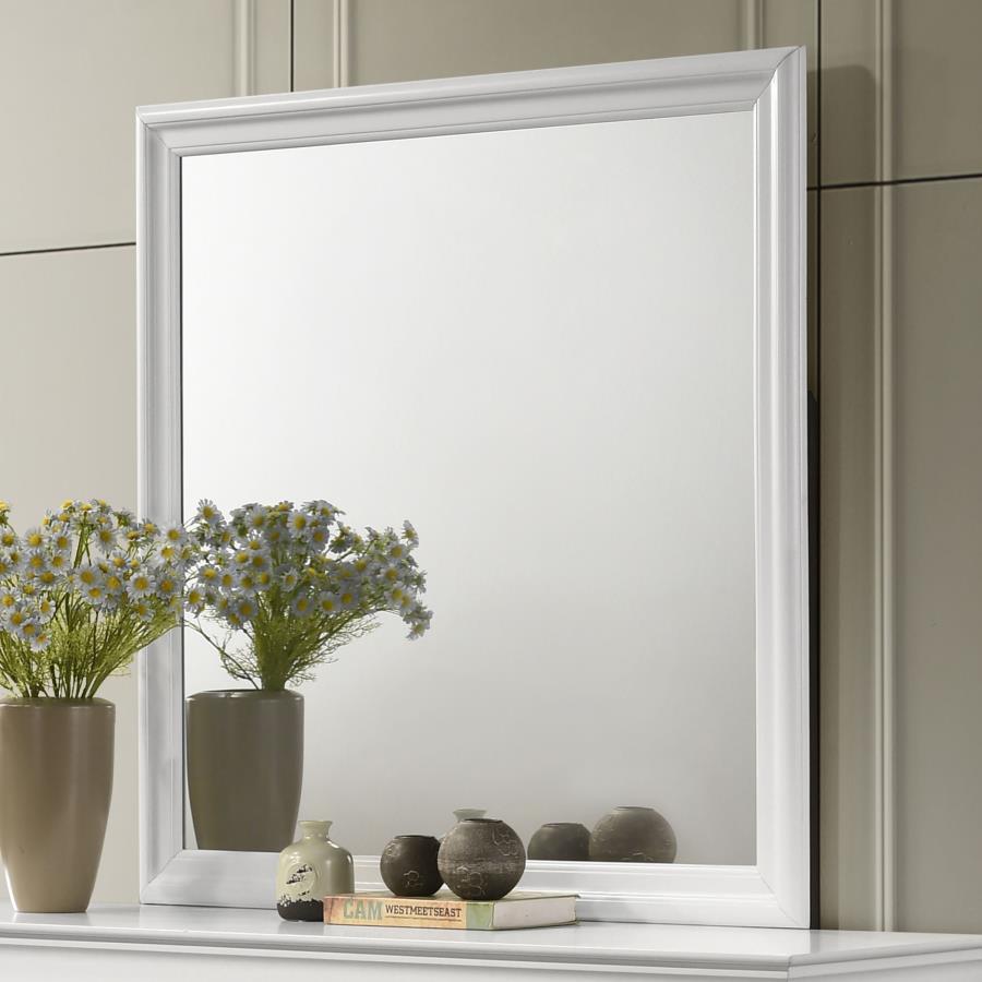 Louis Philippe 38.25" Dresser Mirror in White – Framed Traditional Mirror with Molded Trim, Flat Glass, Elegant Bedroom Accent for Jewelry & Style
