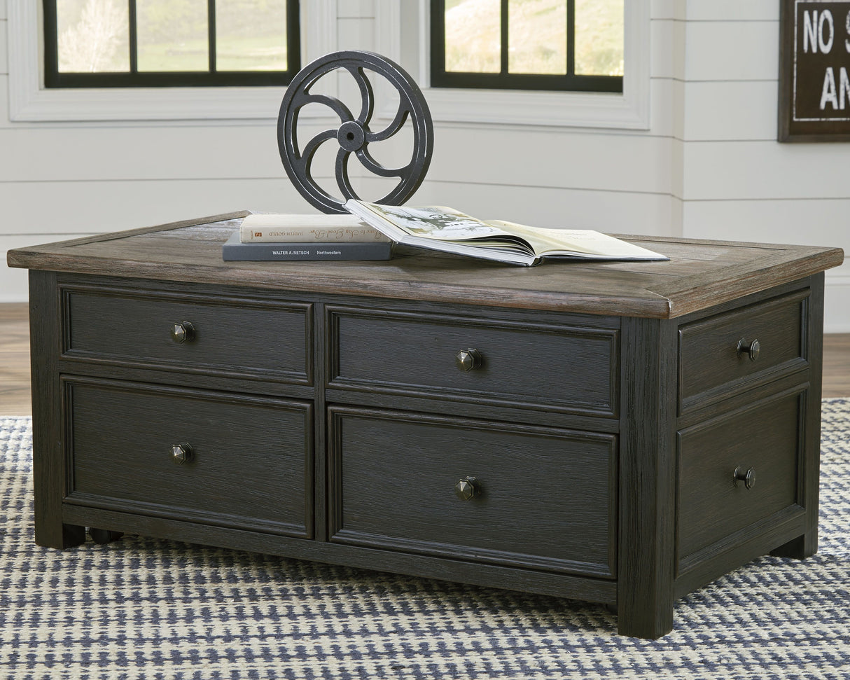 Tyler Creek - Lift Top Cocktail Table - Grayish Brown / Black