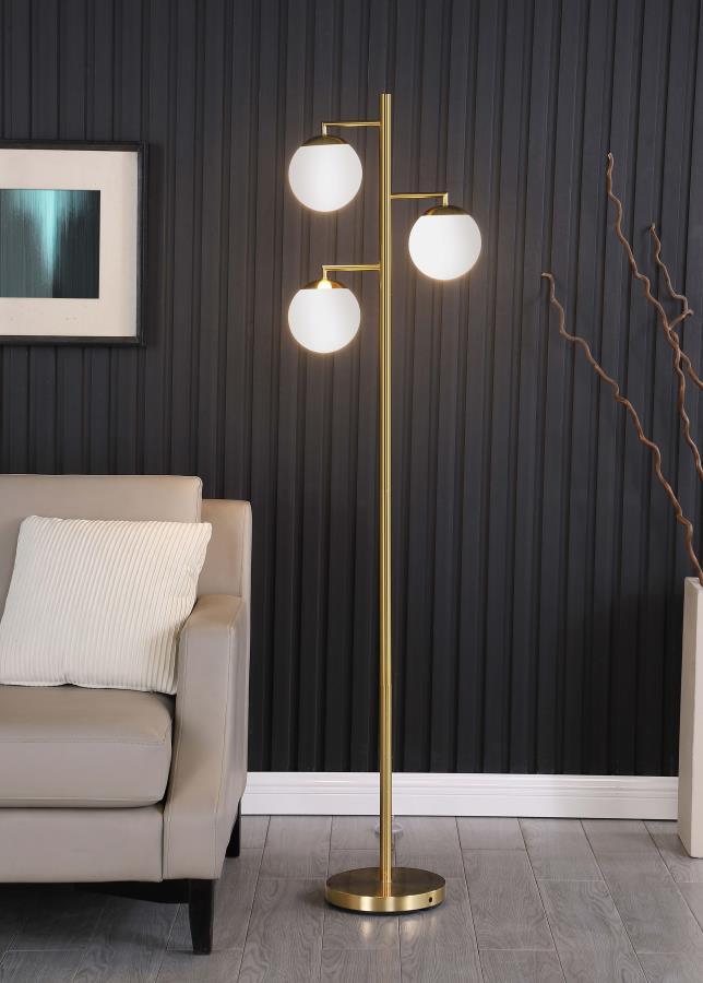 Sena Spherical Bulb Tree Metal Floor Lamp – Gold Modern Standing Lamp with Multiple Bulbs for Living Room, Bedroom, or Office Lighting