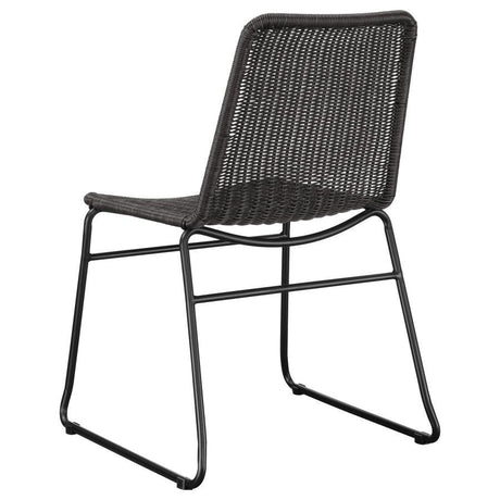 Aviano - 5 Piece Round Glass Top Dining Table Set With Rattan Chairs - Gunmetal