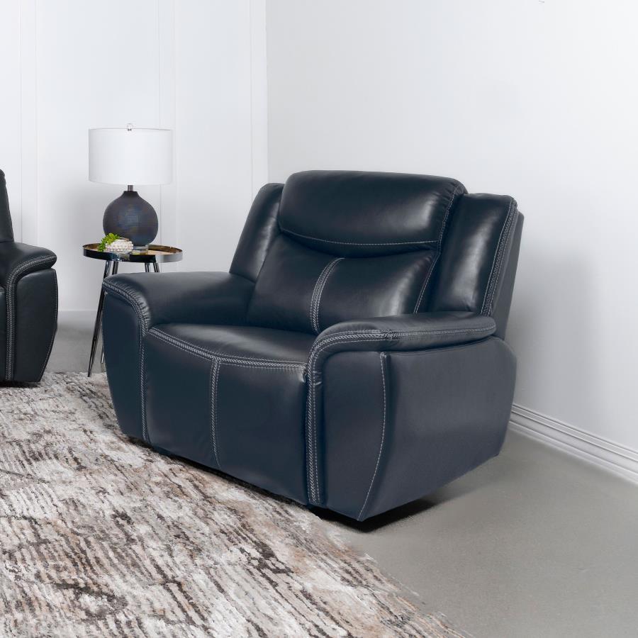 Sloane Upholstered Padded Arm Recliner Chair – Faux Leather Upholstery, Spacious Design, Seamless Recline Mechanism – Blue