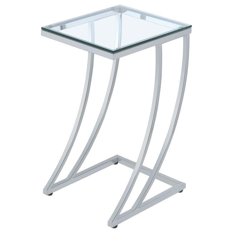 Cayden - Rectangular Glass Top Sofa Side Table - Chrome