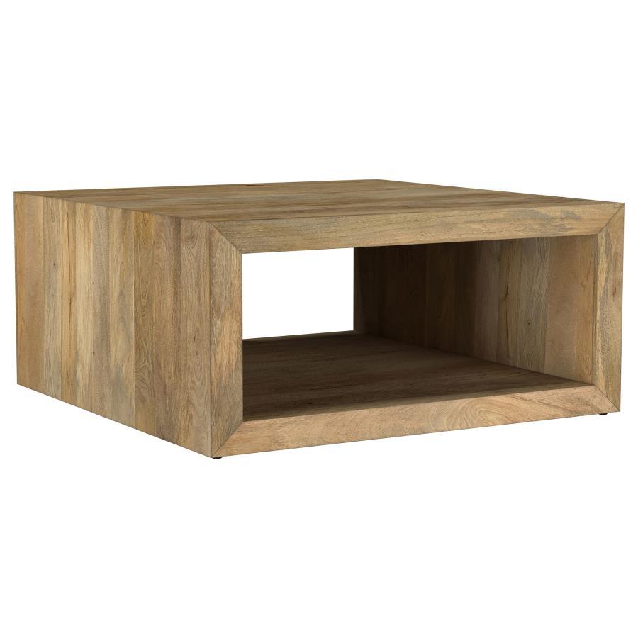 Benton Square Solid Mango Wood Coffee Table in Natural – 39" x 39" Accent Cocktail Table with Durable Construction and Timeless Style