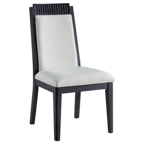 Brookmead Wood Dining Side Chair Set of 2 – Modern Ivory Upholstered Seats with Black Hardwood Frame, Geometric Detailing, and Comfortable Design