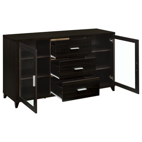 Lewes 2 Door Engineered Wood TV Stand in Cappuccino – Modern Storage Console with Adjustable Shelves, 3 Drawers & Tapered Legs for Living Room