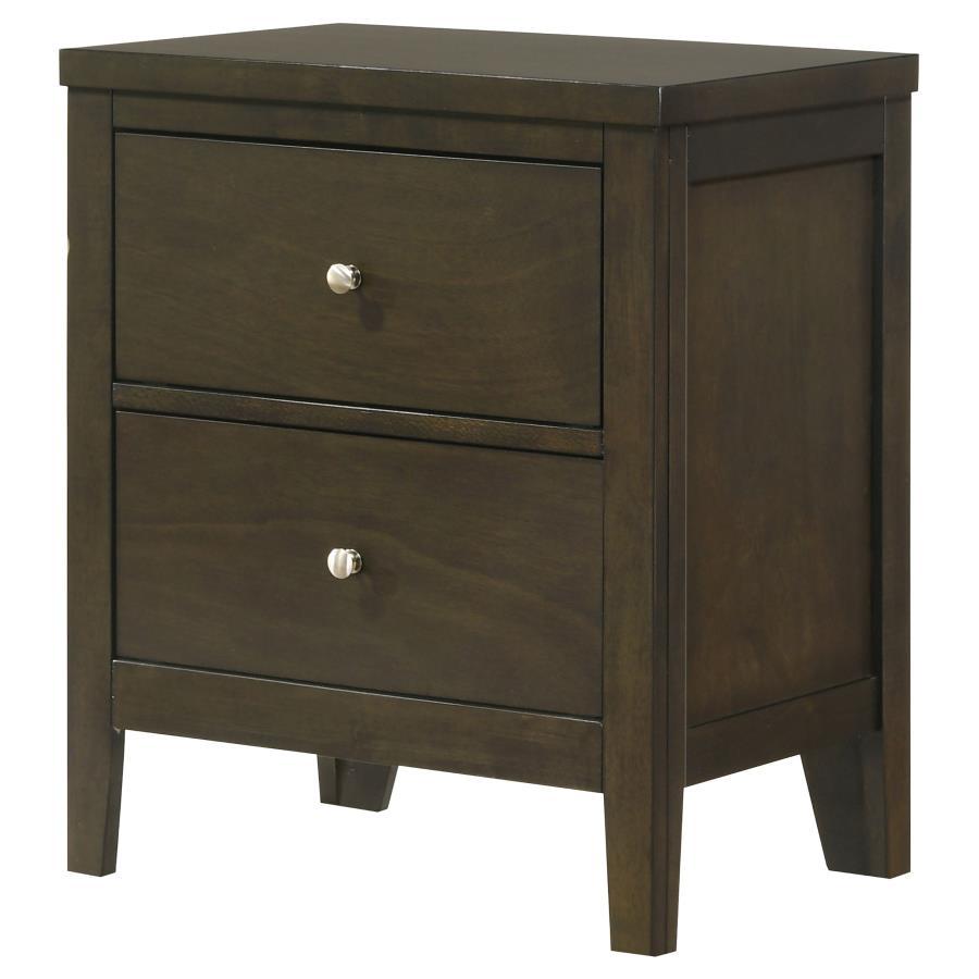 Wilkes 2-Drawer Nightstand Bedside Table in Dark Cocoa – Contemporary Bedroom Furniture with Brushed Nickel Hardware, Smooth Glides, and Durable Construction
