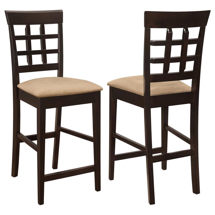 Gabriel Lattice Back Counter Chair Set of 2 in Cappuccino – Stylish Counter Height Dining Chairs with Comfortable Seat & Elegant Wooden Lattice Back Design