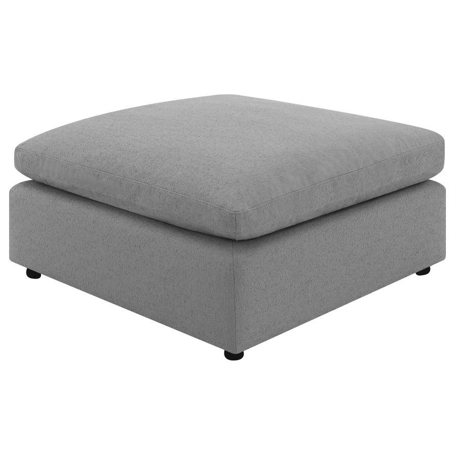 Raleigh Boucle Upholstered Ottoman - Gray, Freestanding Accent Footrest, Plush Foam & Feather Blend Cushion, Modern Modular Sectional Accessory