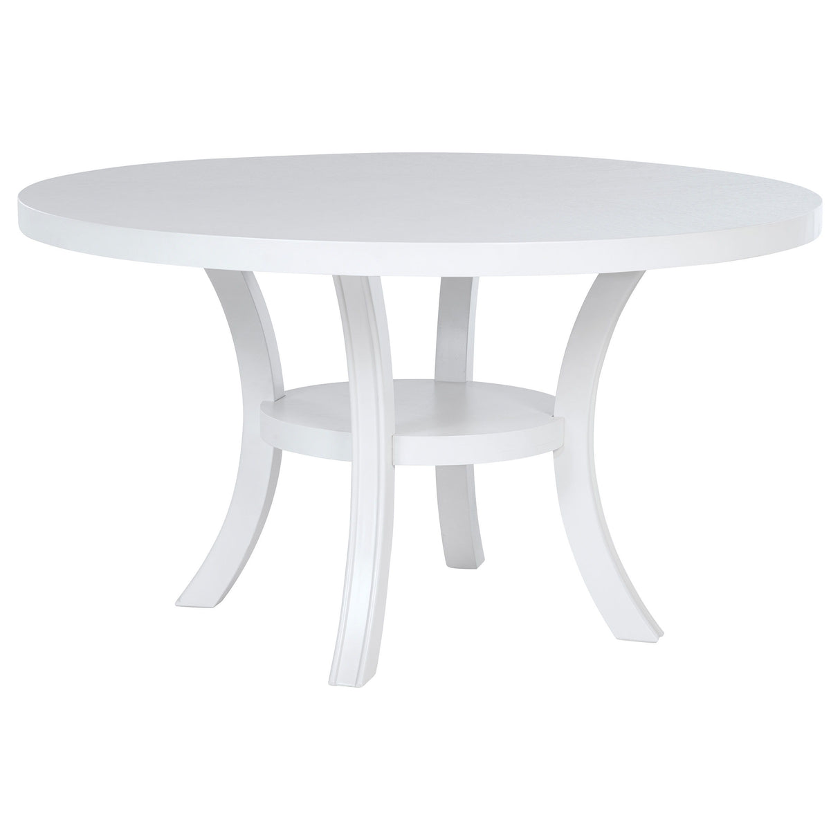 Judd - Round Dining Wood Table With Shelf - Pearl White Finish For Modern Kitchens, Breakfast Nooks, Or Dining Spaces