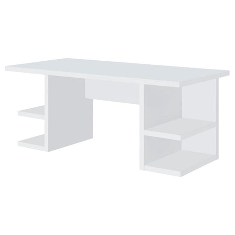 Alice – 4-Shelf Engineered Wood Writing Desk with White Finish, Built-In Storage Shelves, Compact Modern Workspace Design