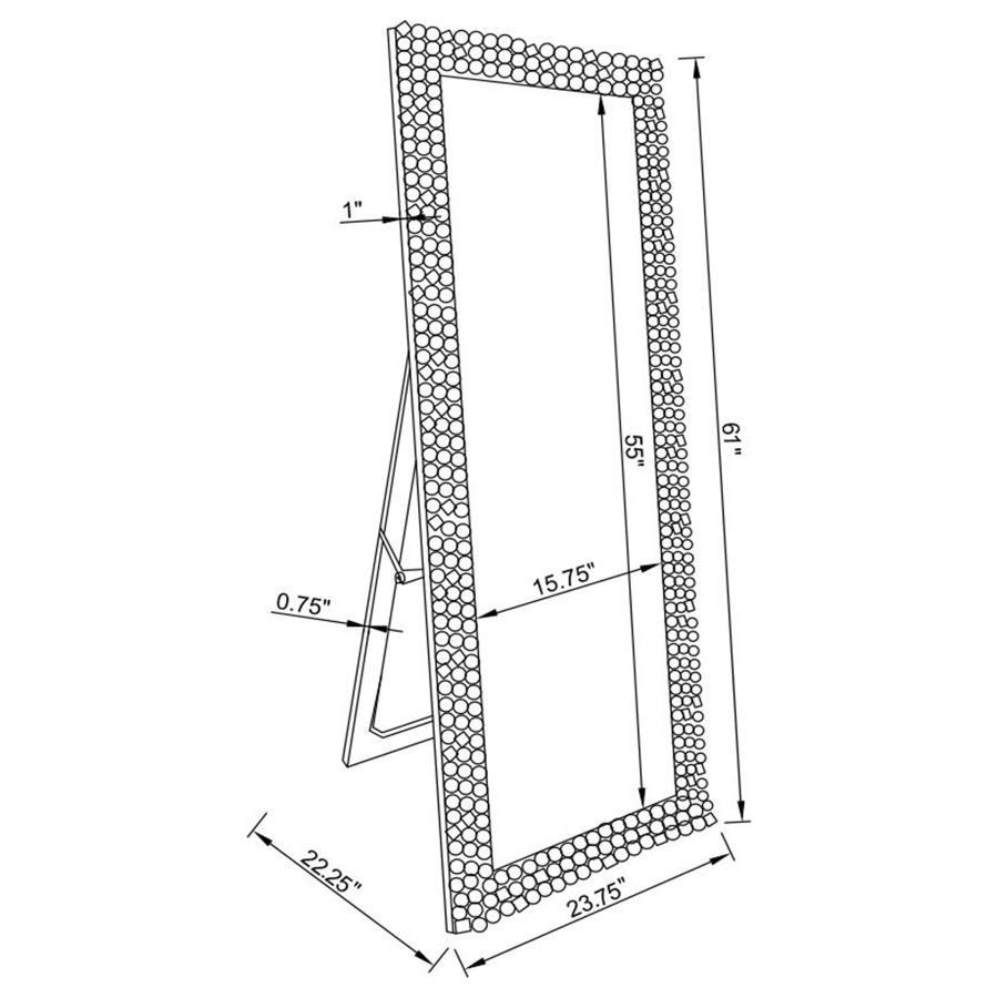 Mckay Acrylic Frame Standing Mirror in Smokey Gray – Full-Length Crystal-Accented Floor Mirror with Integrated Easel, Glamorous Contemporary Décor
