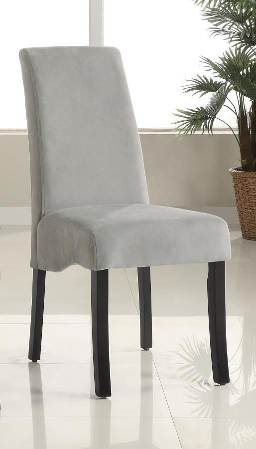 Stanton Upholstered Dining Side Chairs Set of 2 – Gray Fabric Seating, Flared Back, Padded Comfort, Modern Contemporary Wood Frame