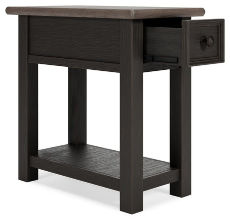 Tyler Creek - Chair Side End Table - Black / Gray