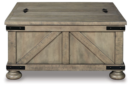 Aldwin - Cocktail Table With Storage - Square - Gray
