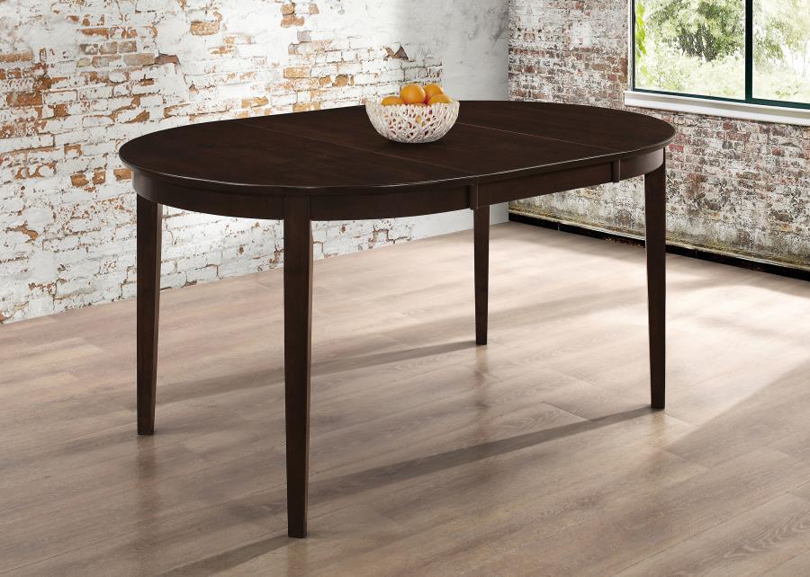 Gabriel Oval Extension Leaf Dining Table – Solid Hardwood & Wood Veneer, Cappuccino Finish, Classic Elegant Design, Durable & Stylish Oval Top