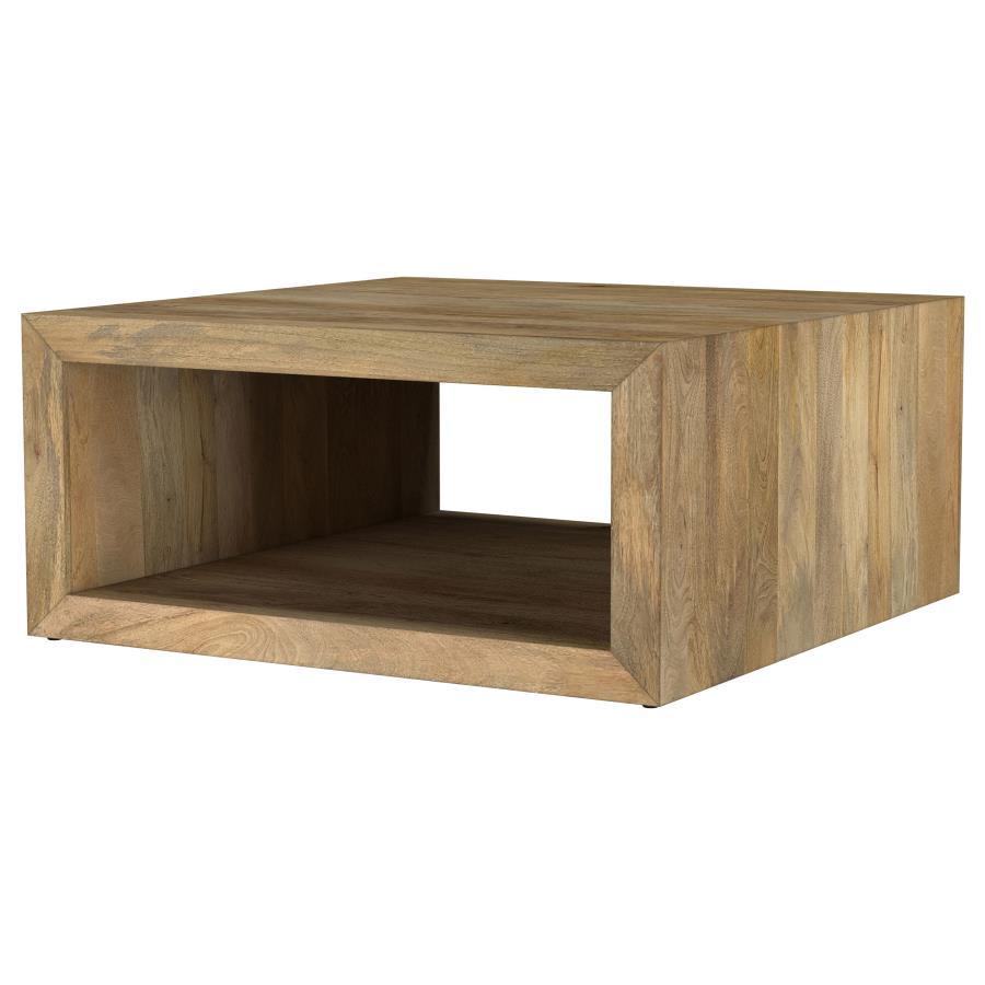 Benton Square Solid Mango Wood Coffee Table in Natural – 39" x 39" Accent Cocktail Table with Durable Construction and Timeless Style