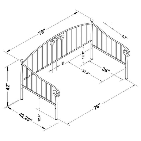 Grover - Twin Metal DayBed - Black