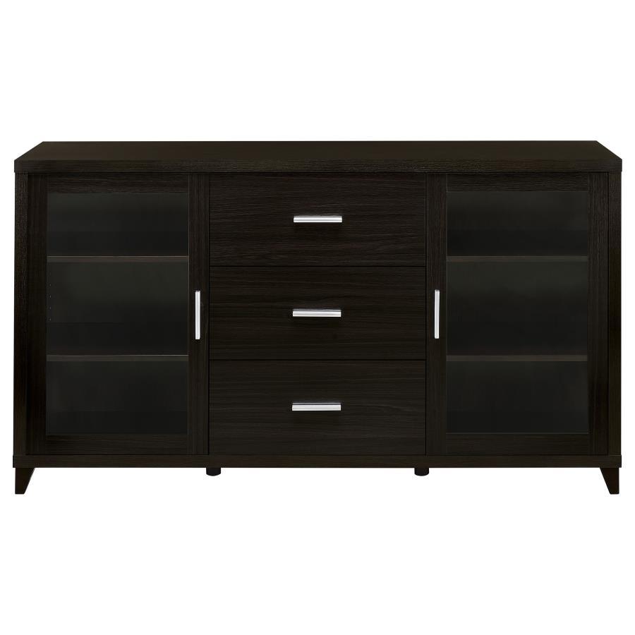 Lewes 2 Door Engineered Wood TV Stand in Cappuccino – Modern Storage Console with Adjustable Shelves, 3 Drawers & Tapered Legs for Living Room