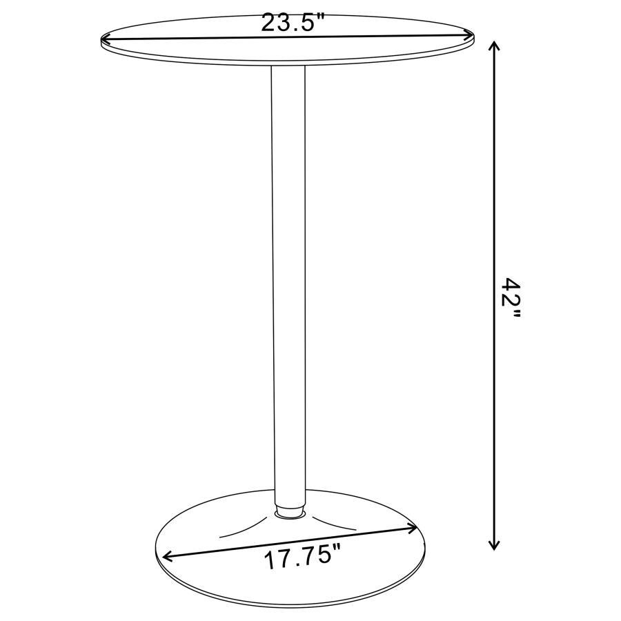 Abiline Round Glass Top Bistro Bar Table – Chrome Pedestal, Tempered Glass Surface, Sleek Contemporary Design, Ideal for Kitchen or Lounge
