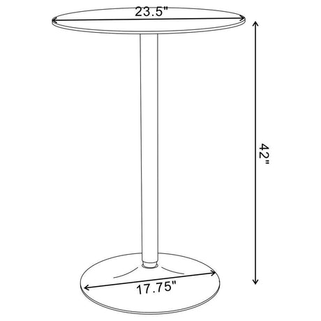 Abiline Round Glass Top Bistro Bar Table – Chrome Pedestal, Tempered Glass Surface, Sleek Contemporary Design, Ideal for Kitchen or Lounge