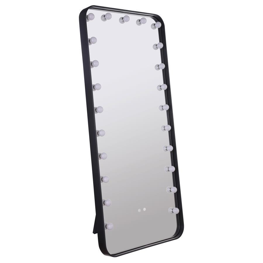 Canton LED Standing Mirror with Bluetooth Speakers – Black Metal Frame, Hollywood Globe Lights, Tall Full-Length Mirror for Bedroom or Dressing Area