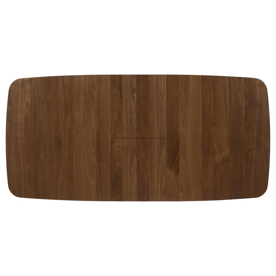 Redbridge Extension Leaf Dining Table – Natural Walnut Mid-Century Modern Wood Table with Expandable Design, Stylish Curves for Casual or Formal Dining