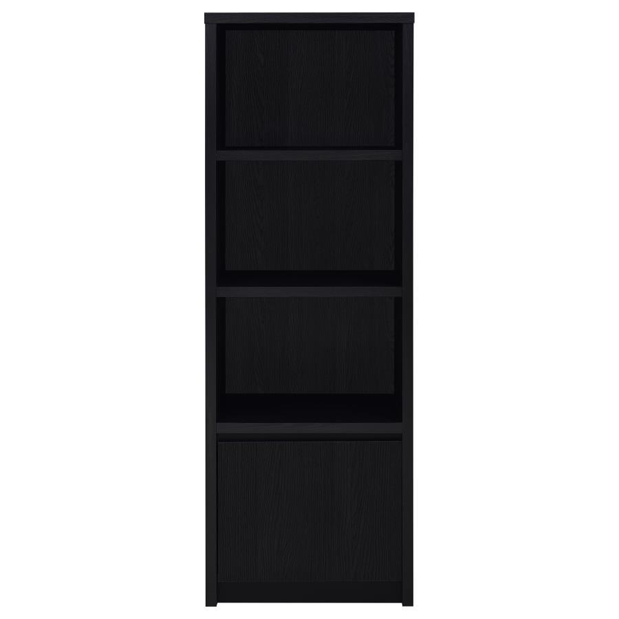 Winfield - 3-Shelf Media Tower Entertainment Pier - Black - Modern Storage Cabinet with Open Shelves and Concealed Bottom Compartment