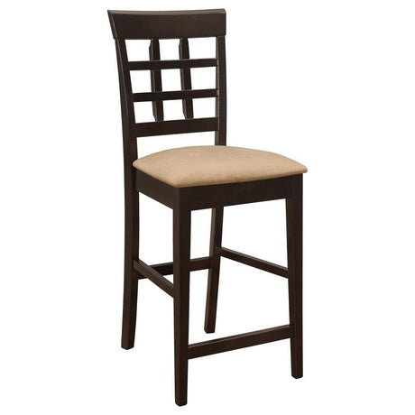 Gabriel Lattice Back Counter Chair Set of 2 in Cappuccino – Stylish Counter Height Dining Chairs with Comfortable Seat & Elegant Wooden Lattice Back Design