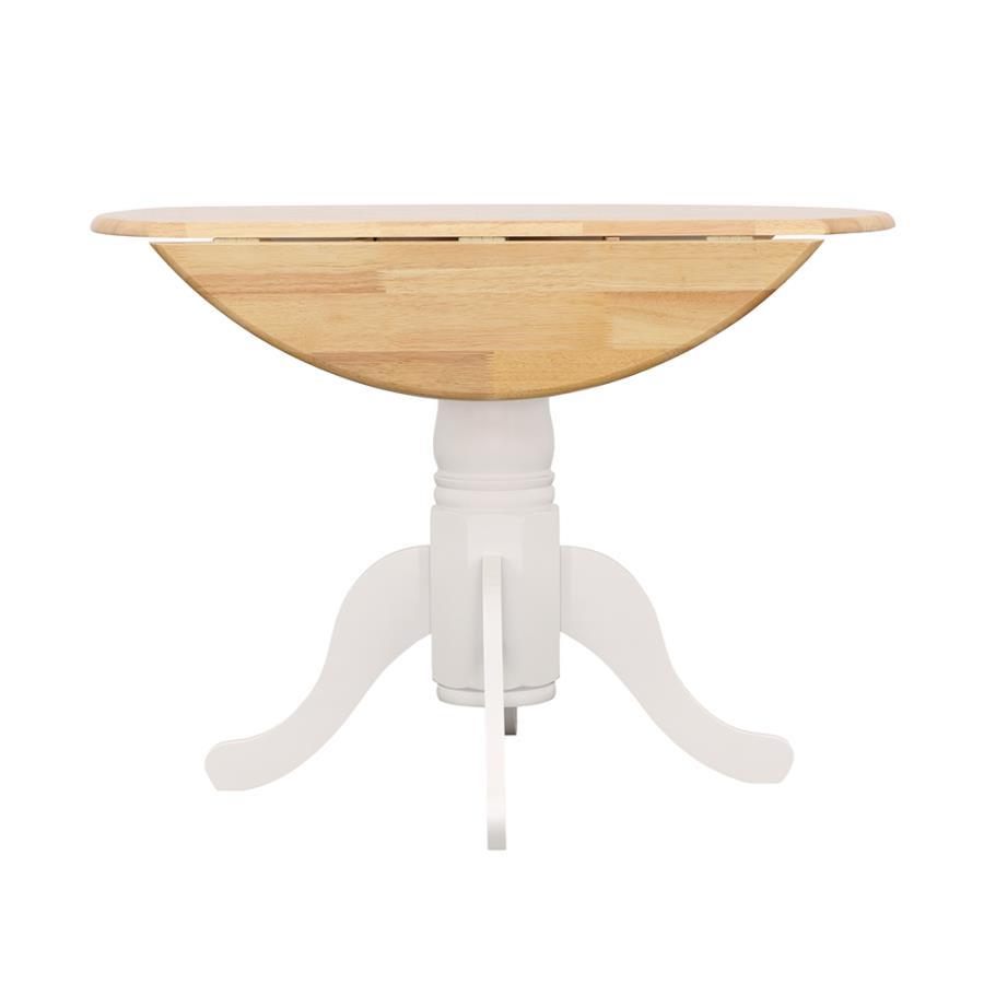 Allison Round Drop Leaf Extension Dining Table – White Finish, Pedestal Base with Curved Legs, Compact Space-Saving Design, Modern Farmhouse Style